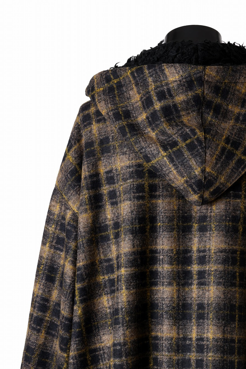 A.F ARTEFACT REVERSIBLE HALF ZIP HOODED BLOUOSN (BROWN CHECK×BLACK)