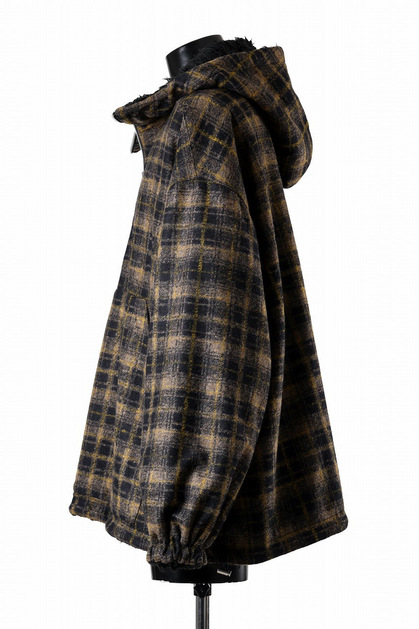 A.F ARTEFACT REVERSIBLE HALF ZIP HOODED BLOUOSN (BROWN CHECK×BLACK)