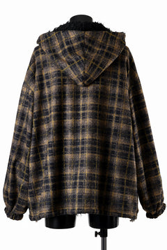 Load image into Gallery viewer, A.F ARTEFACT REVERSIBLE HALF ZIP HOODED BLOUOSN (BROWN CHECK×BLACK)