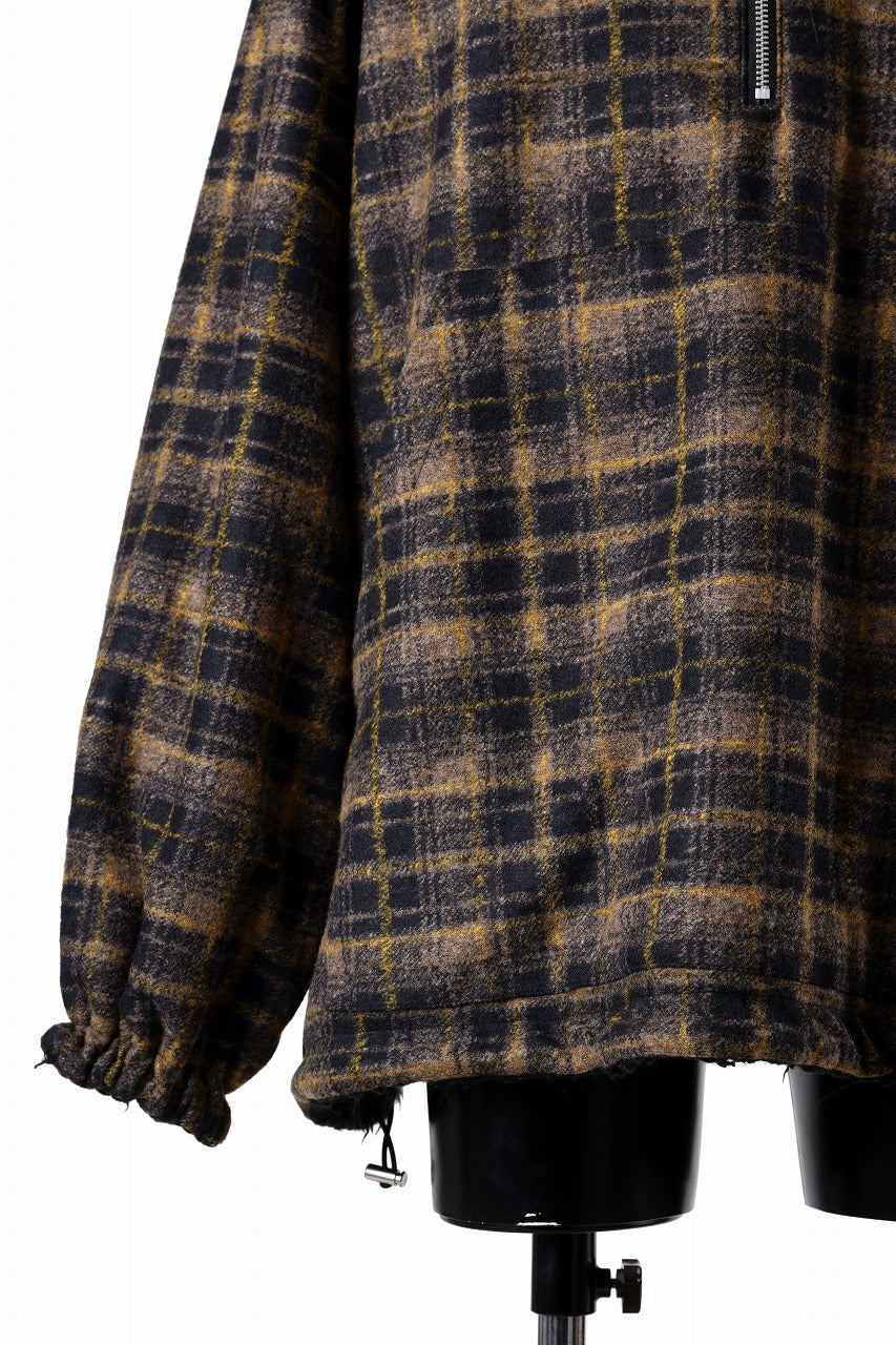 Load image into Gallery viewer, A.F ARTEFACT REVERSIBLE HALF ZIP HOODED BLOUOSN (BROWN CHECK×BLACK)