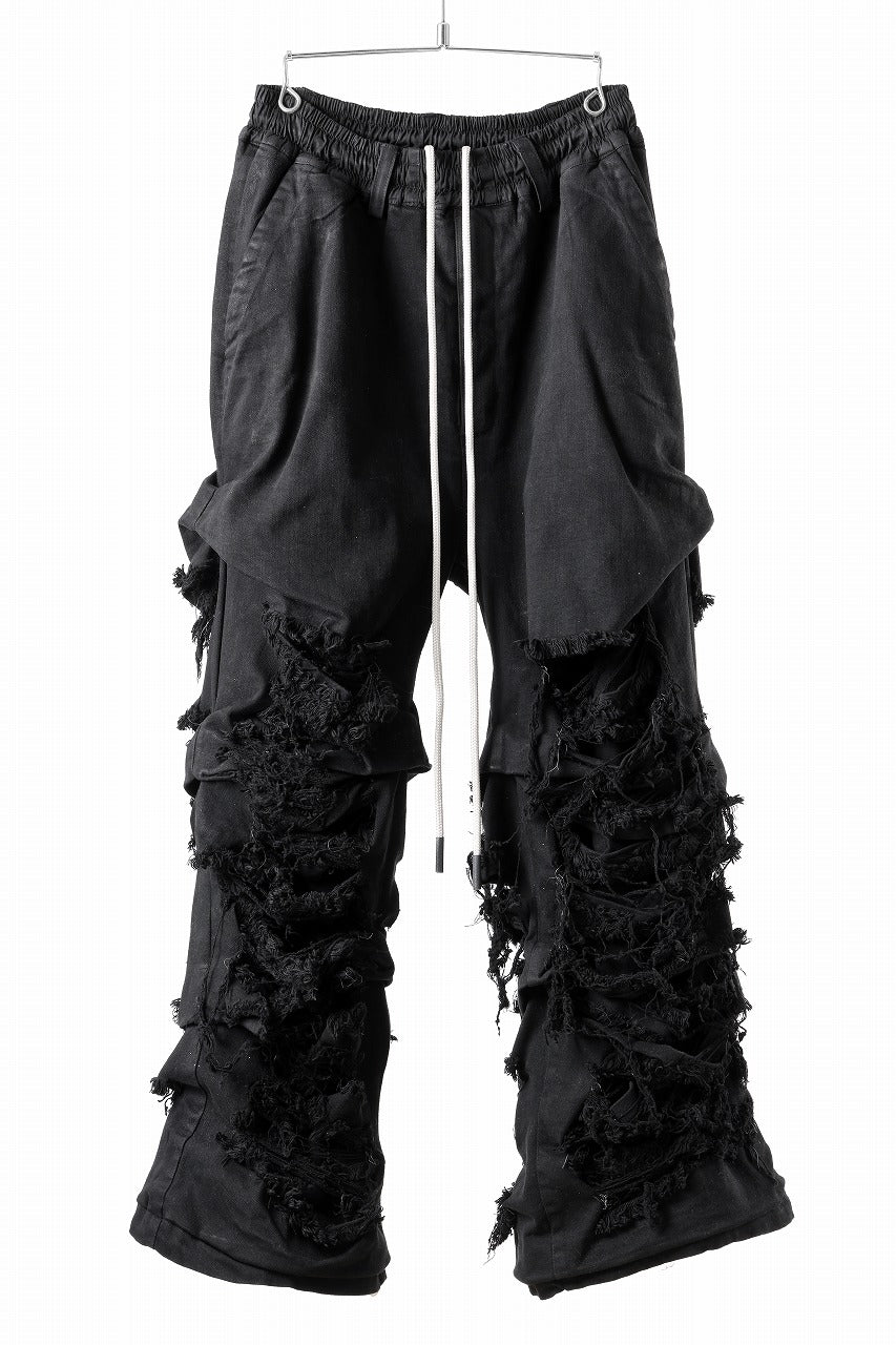 画像をギャラリービューアに読み込む, A.F ARTEFACT EXTREME WIDE BAGGY PANTS / DISTRESSED DENIM (BLACK)