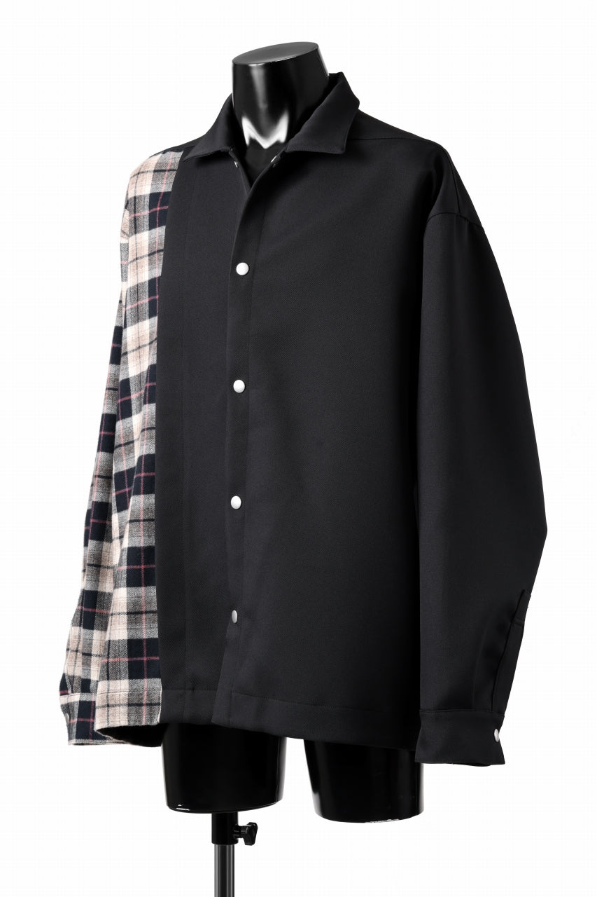 A.F ARTEFACT SNAPPED PANEL SWITCHING SHIRT (BLACK x KHAKI)