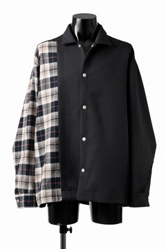 画像をギャラリービューアに読み込む, A.F ARTEFACT SNAPPED PANEL SWITCHING SHIRT (BLACK x KHAKI)