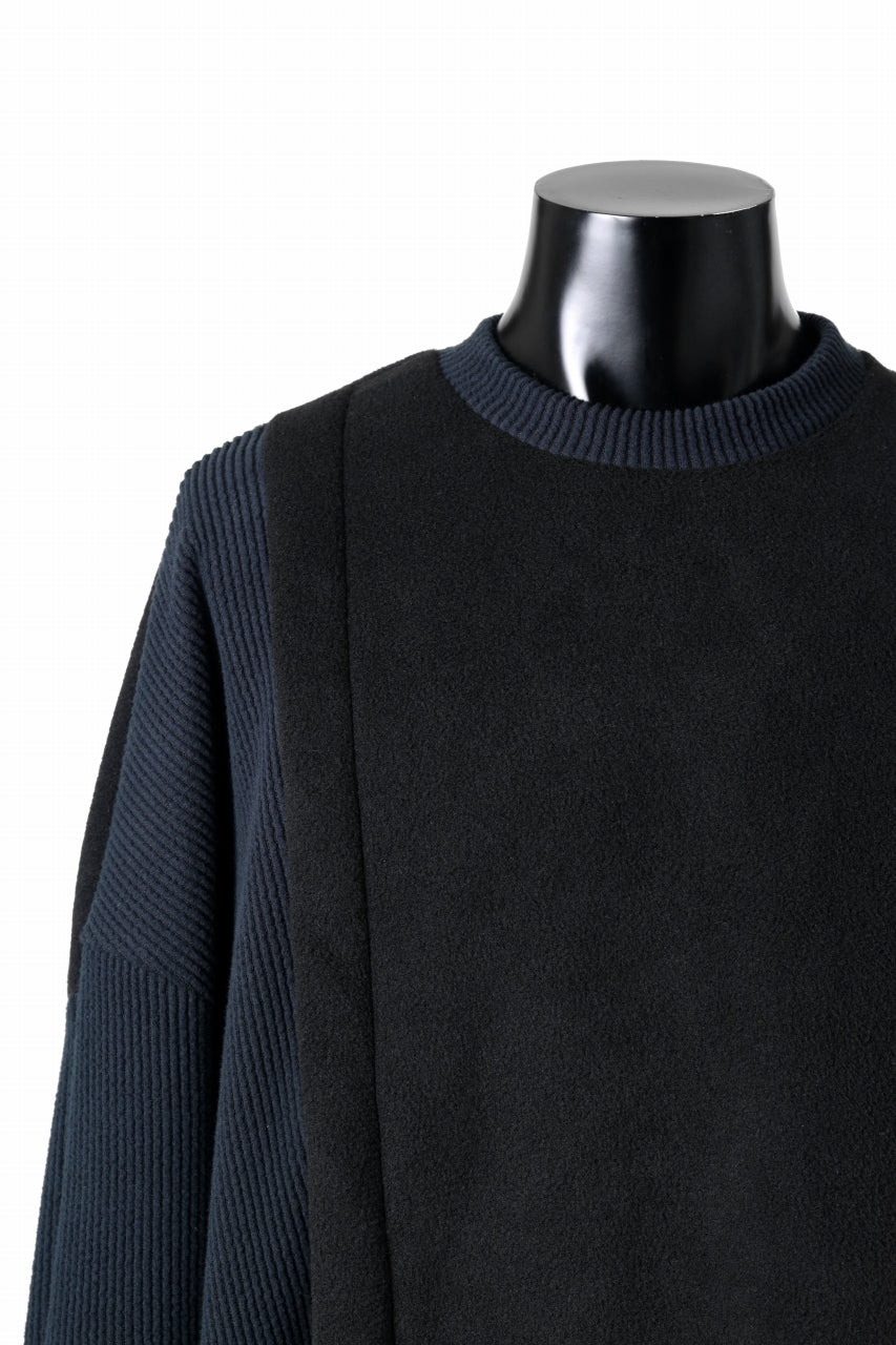 A.F ARTEFACT KNIT CORDUROY COMBI FLEECE TOP (BLACK)