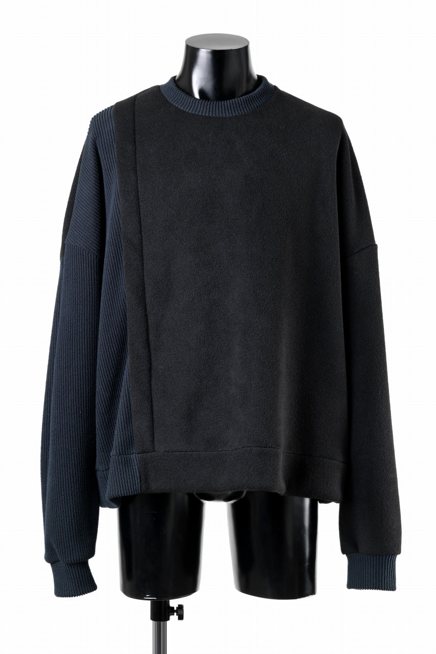 A.F ARTEFACT KNIT CORDUROY COMBI FLEECE TOP (BLACK)