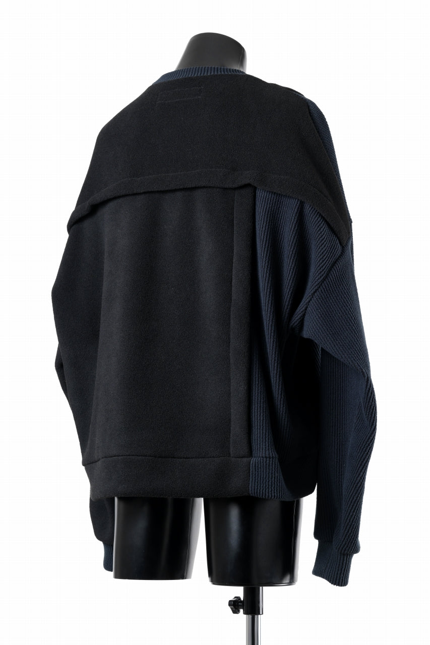 A.F ARTEFACT KNIT CORDUROY COMBI FLEECE TOP (BLACK)