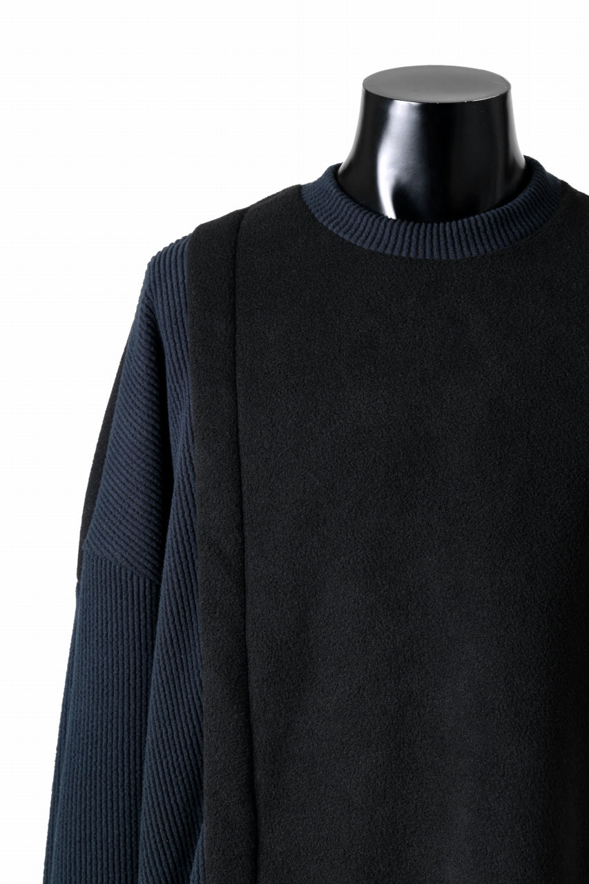 A.F ARTEFACT KNIT CORDUROY COMBI FLEECE TOP (BLACK)