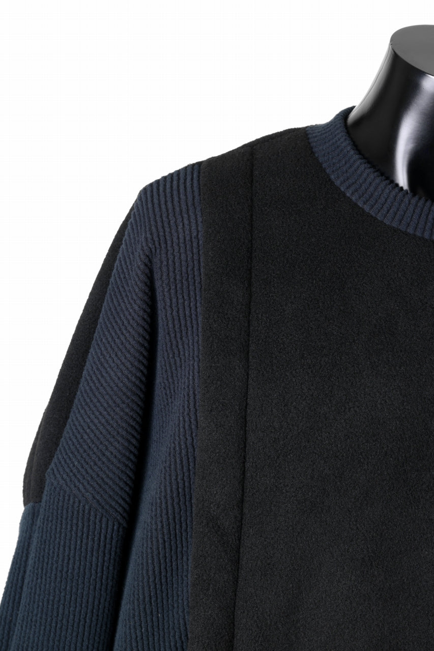 画像をギャラリービューアに読み込む, A.F ARTEFACT KNIT CORDUROY COMBI FLEECE TOP (BLACK)