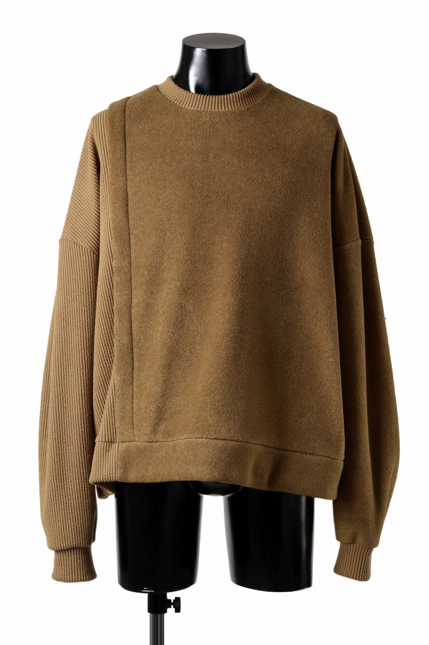 A.F ARTEFACT KNIT CORDUROY COMBI FLEECE TOP (BROWN)