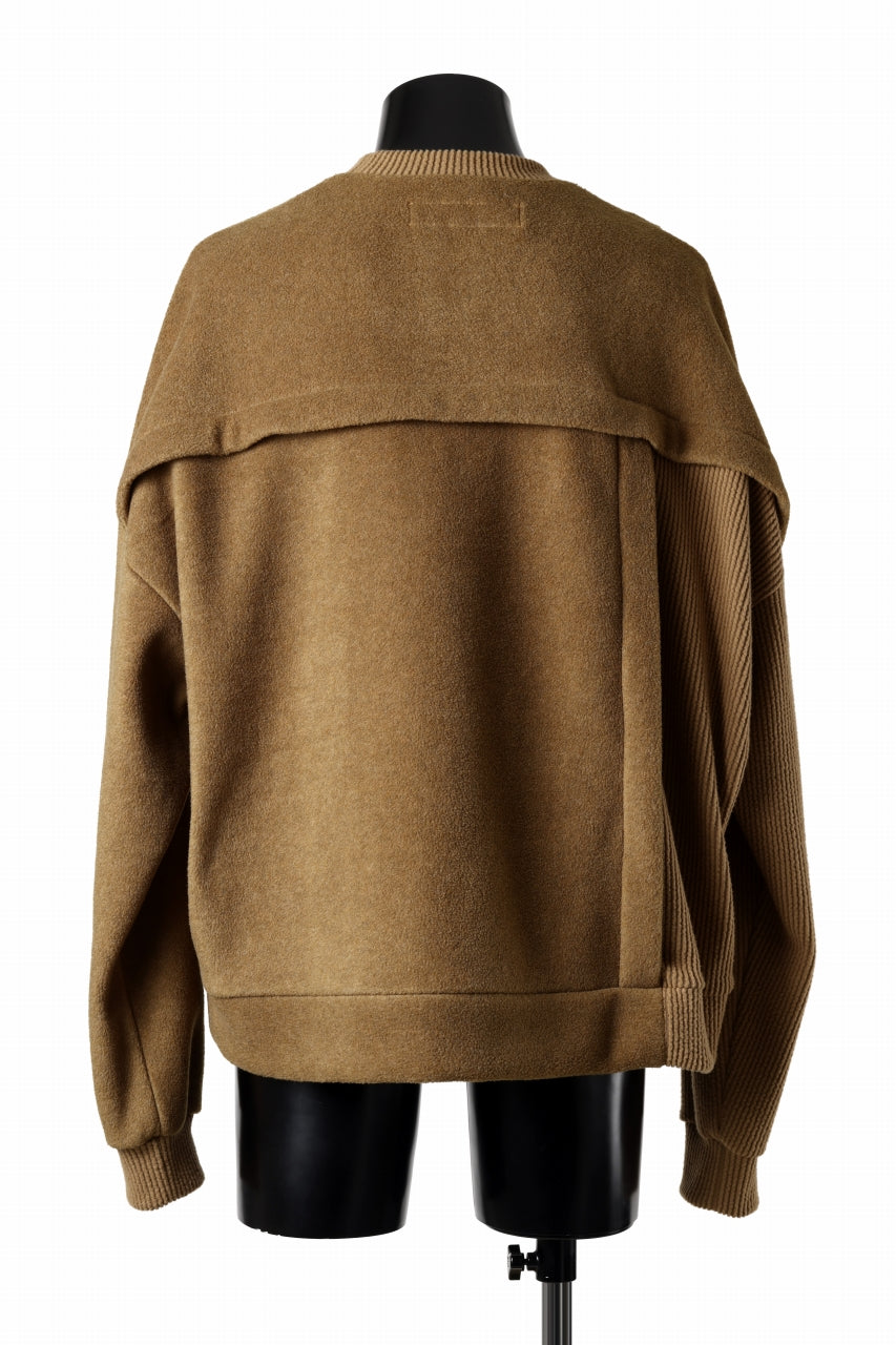 A.F ARTEFACT KNIT CORDUROY COMBI FLEECE TOP (BROWN)