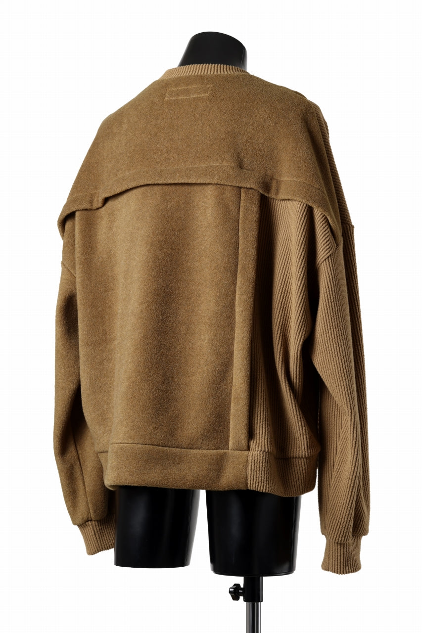 A.F ARTEFACT KNIT CORDUROY COMBI FLEECE TOP (BROWN)