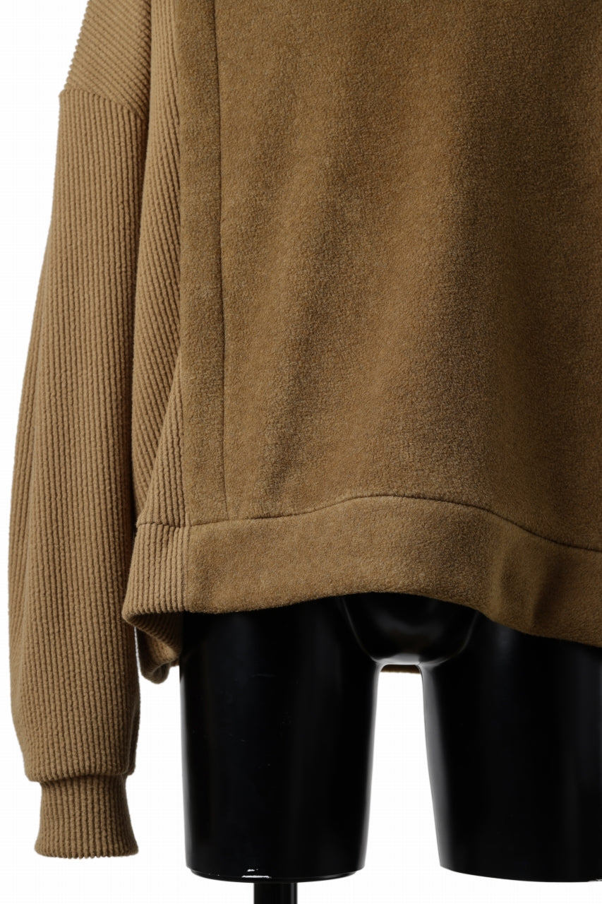 A.F ARTEFACT KNIT CORDUROY COMBI FLEECE TOP (BROWN)