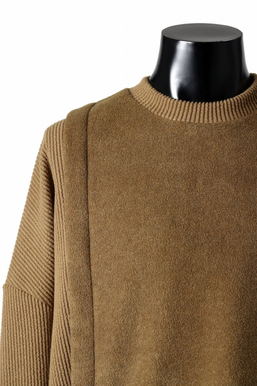 画像をギャラリービューアに読み込む, A.F ARTEFACT KNIT CORDUROY COMBI FLEECE TOP (BROWN)