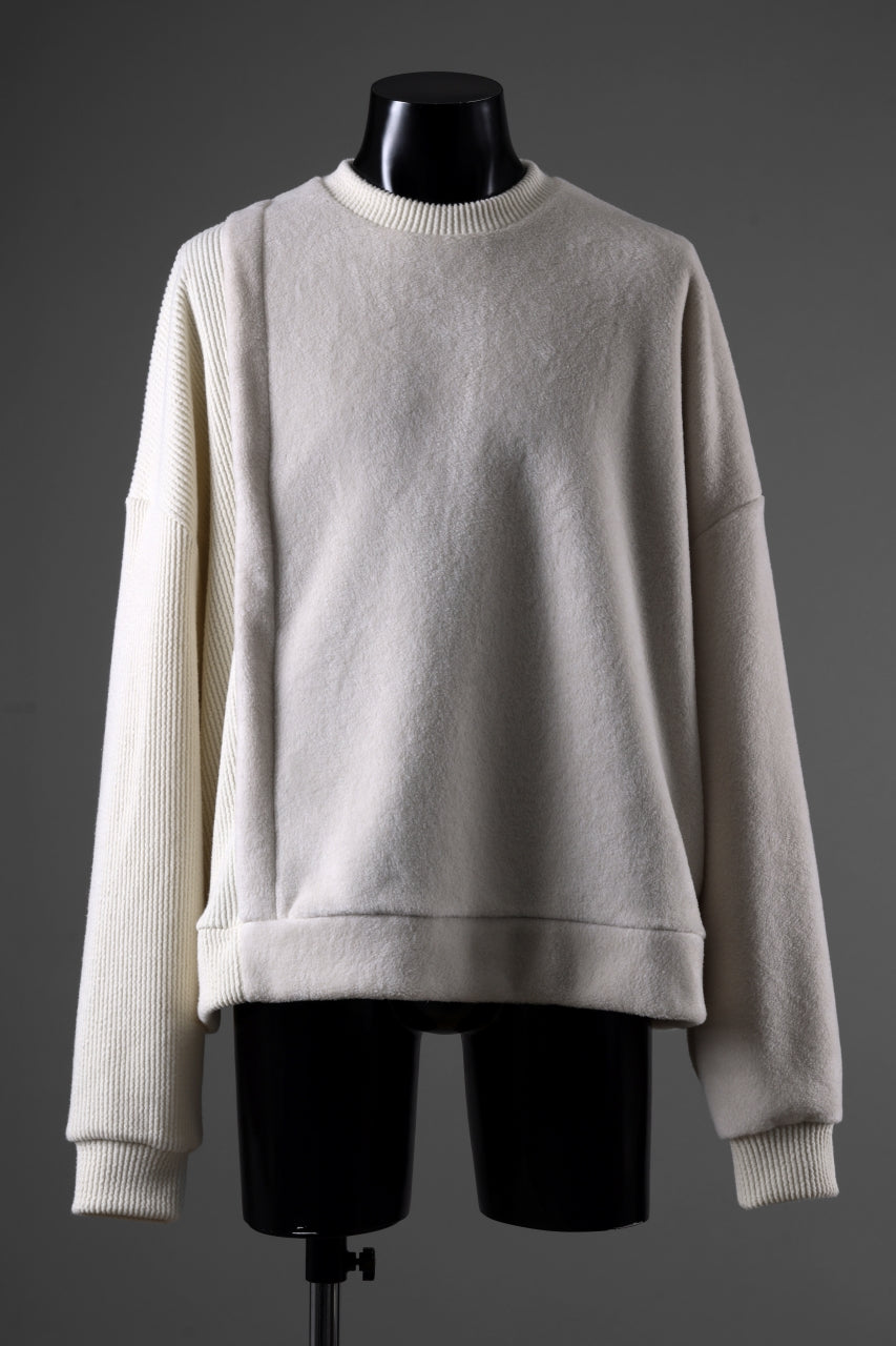 A.F ARTEFACT KNIT CORDUROY COMBI FLEECE TOP (IVORY)