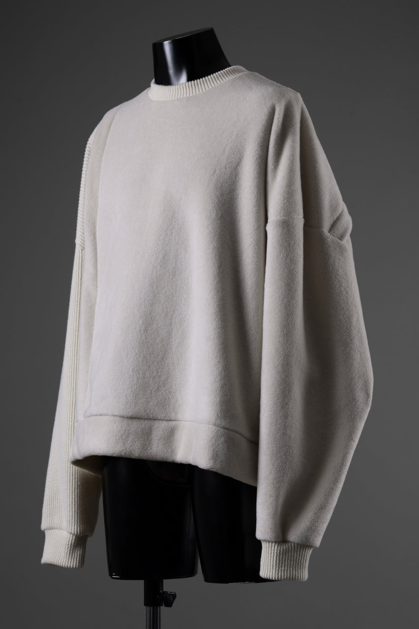 A.F ARTEFACT KNIT CORDUROY COMBI FLEECE TOP (IVORY)