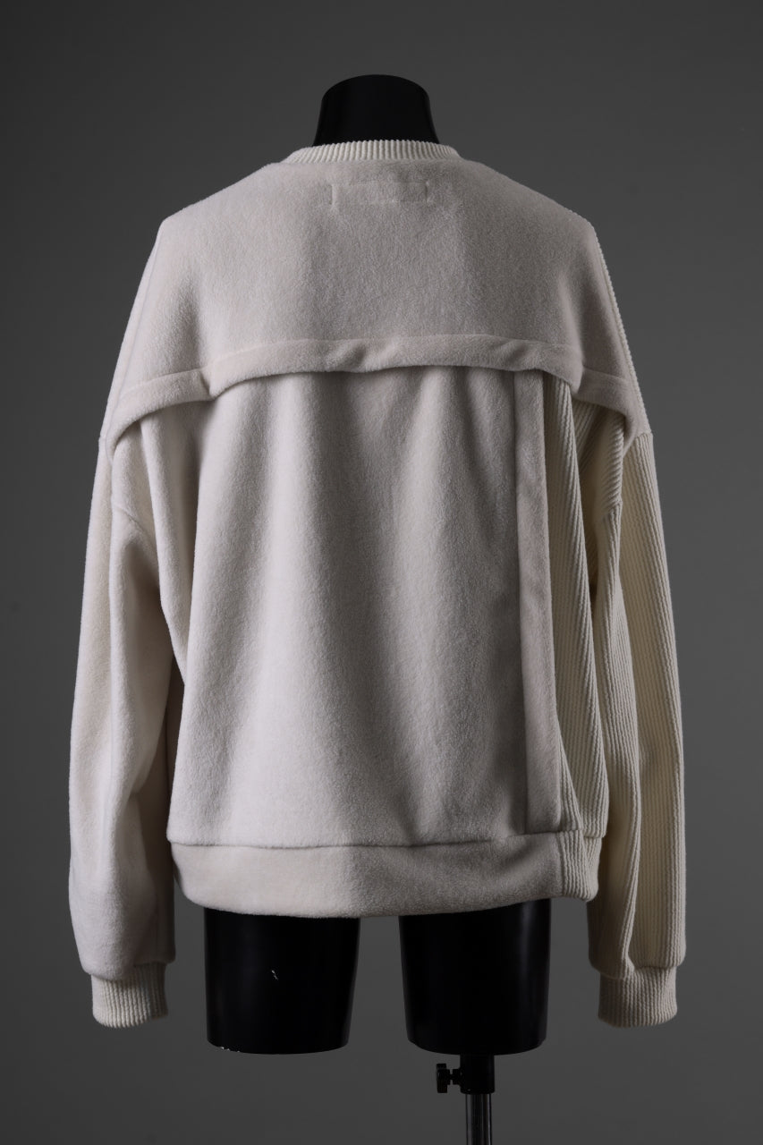 A.F ARTEFACT KNIT CORDUROY COMBI FLEECE TOP (IVORY)