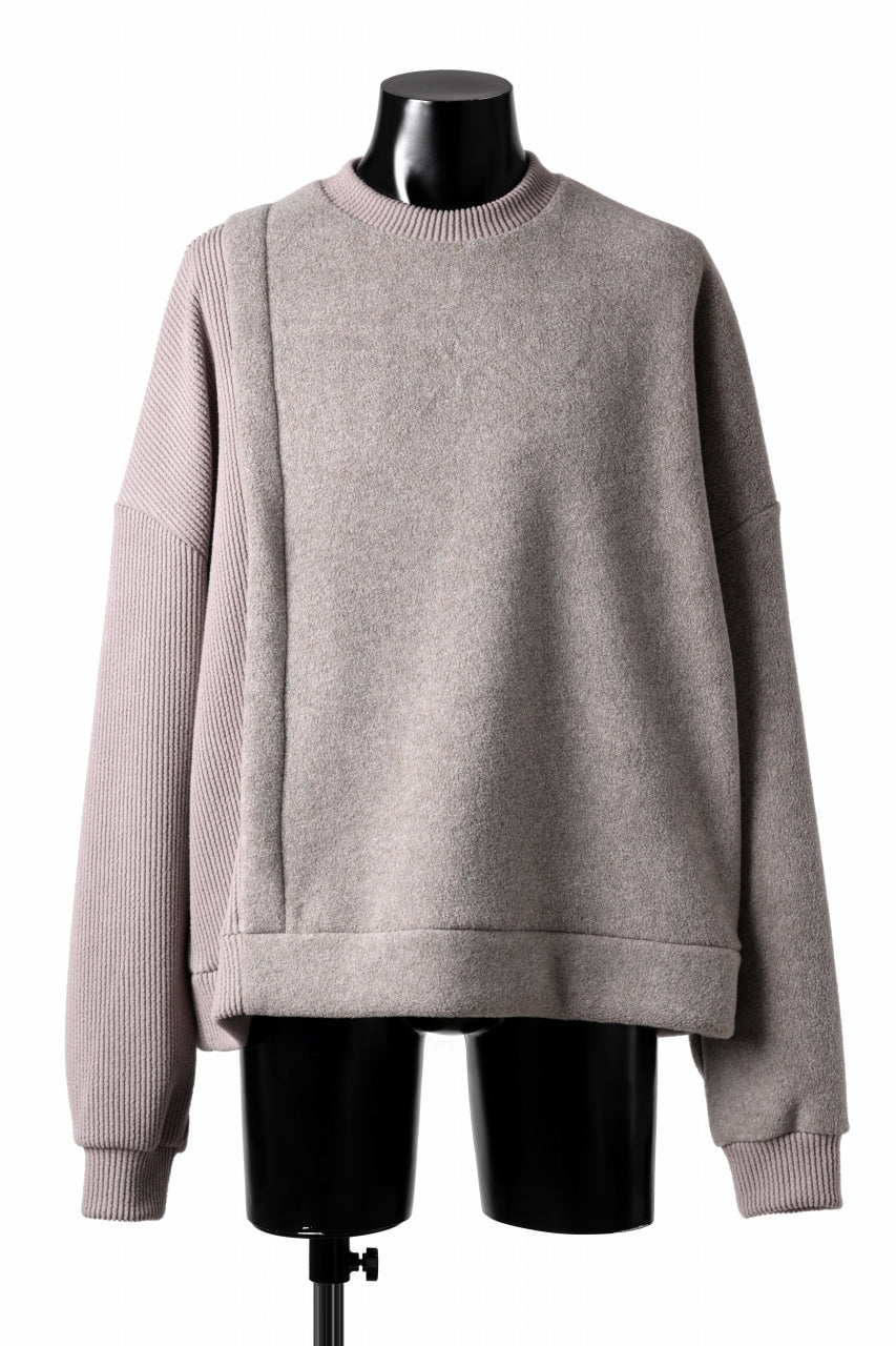 A.F ARTEFACT KNIT CORDUROY COMBI FLEECE TOP (L.BEIGE)