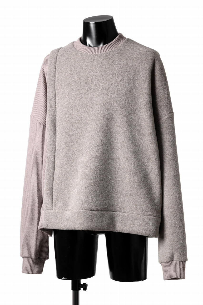 A.F ARTEFACT KNIT CORDUROY COMBI FLEECE TOP (L.BEIGE)