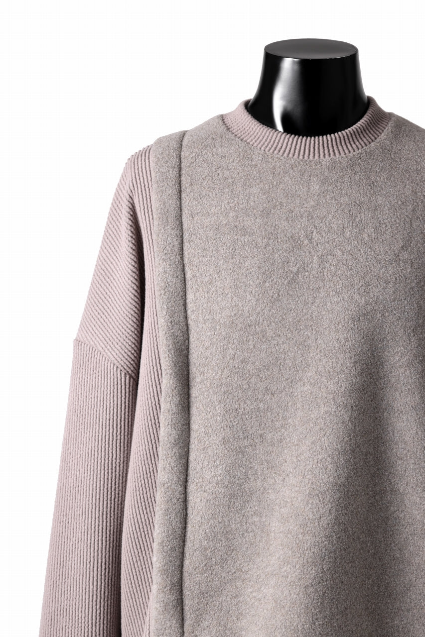 A.F ARTEFACT KNIT CORDUROY COMBI FLEECE TOP (L.BEIGE)