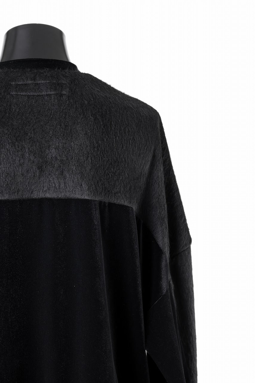 A.F ARTEFACT BRUSHED KNIT COMBI VELOR TOP (BLACK)