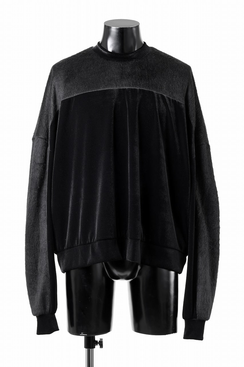 Load image into Gallery viewer, A.F ARTEFACT BRUSHED KNIT COMBI VELOR TOP (BLACK)