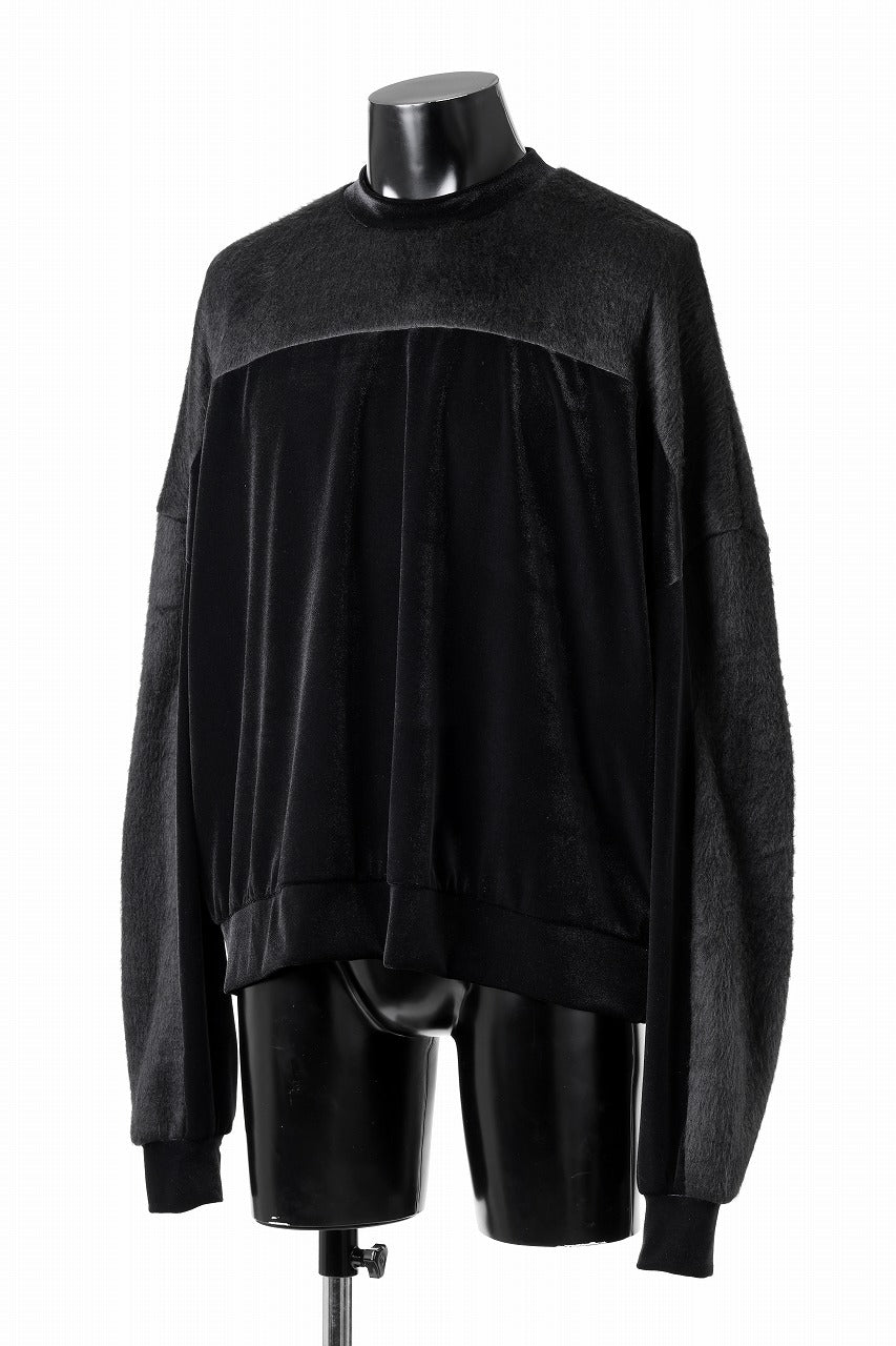 Load image into Gallery viewer, A.F ARTEFACT BRUSHED KNIT COMBI VELOR TOP (BLACK)