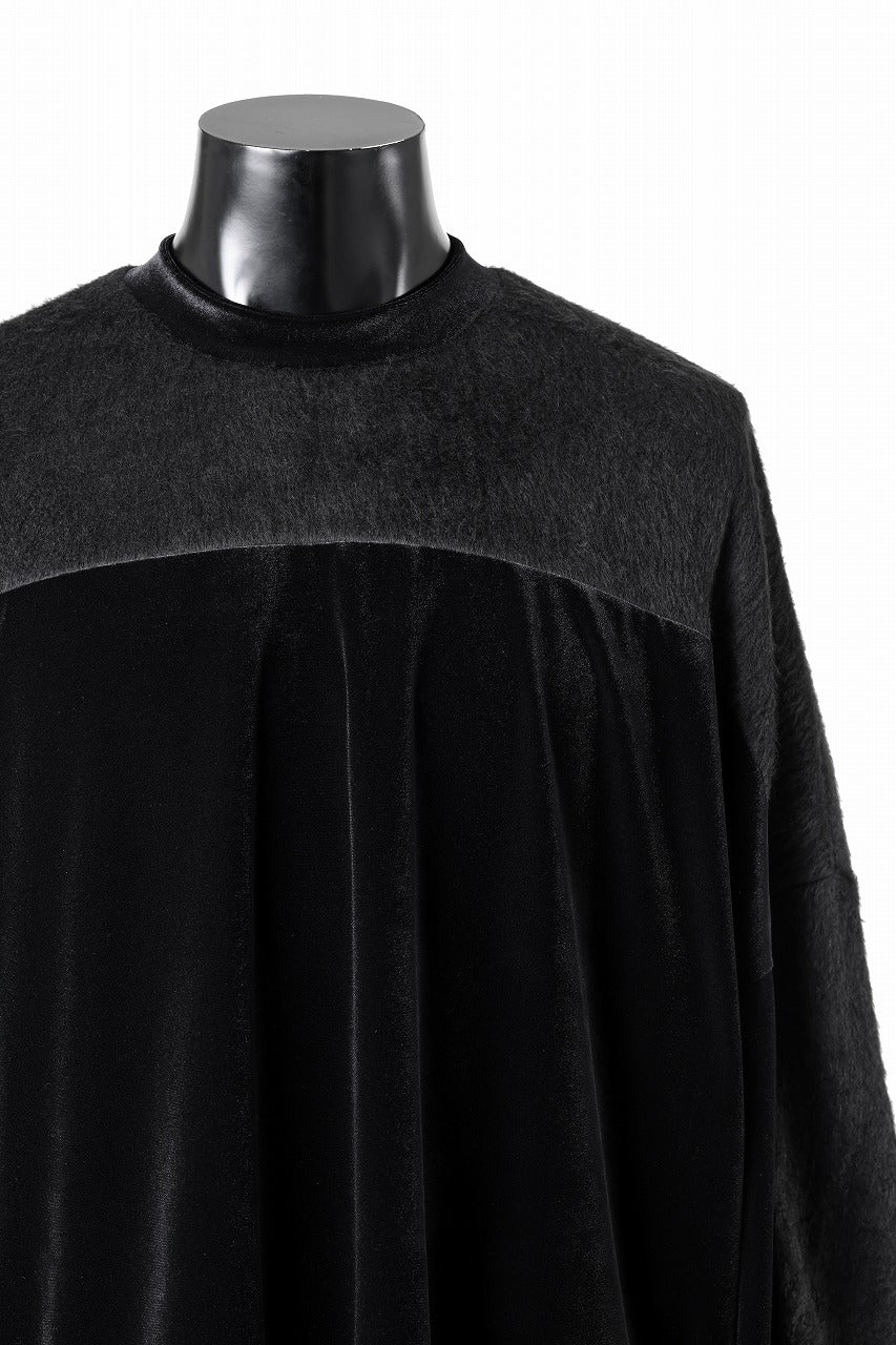 A.F ARTEFACT BRUSHED KNIT COMBI VELOR TOP (BLACK)