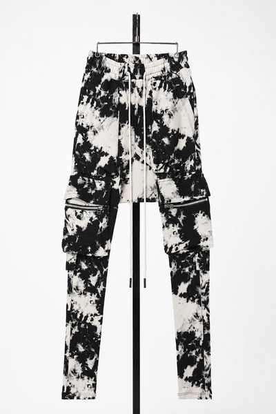 【SAMPLE】A.F ARTEFACT FLAP CARGO SAROUEL SKINNY / MOTTLED DYING (BLACK x IVORY)