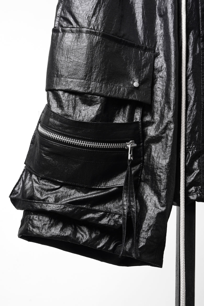 Load image into Gallery viewer, A.F ARTEFACT AIRY CRINKLE NYLON ZIP CARGO SHORTS (BLACK)