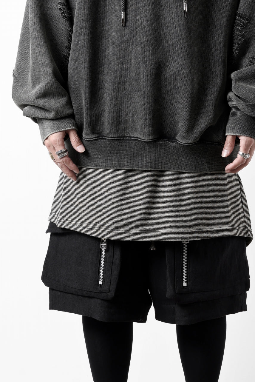 Feng Chen Wang GREY RIPPED JERSY HOODIE (GREY)