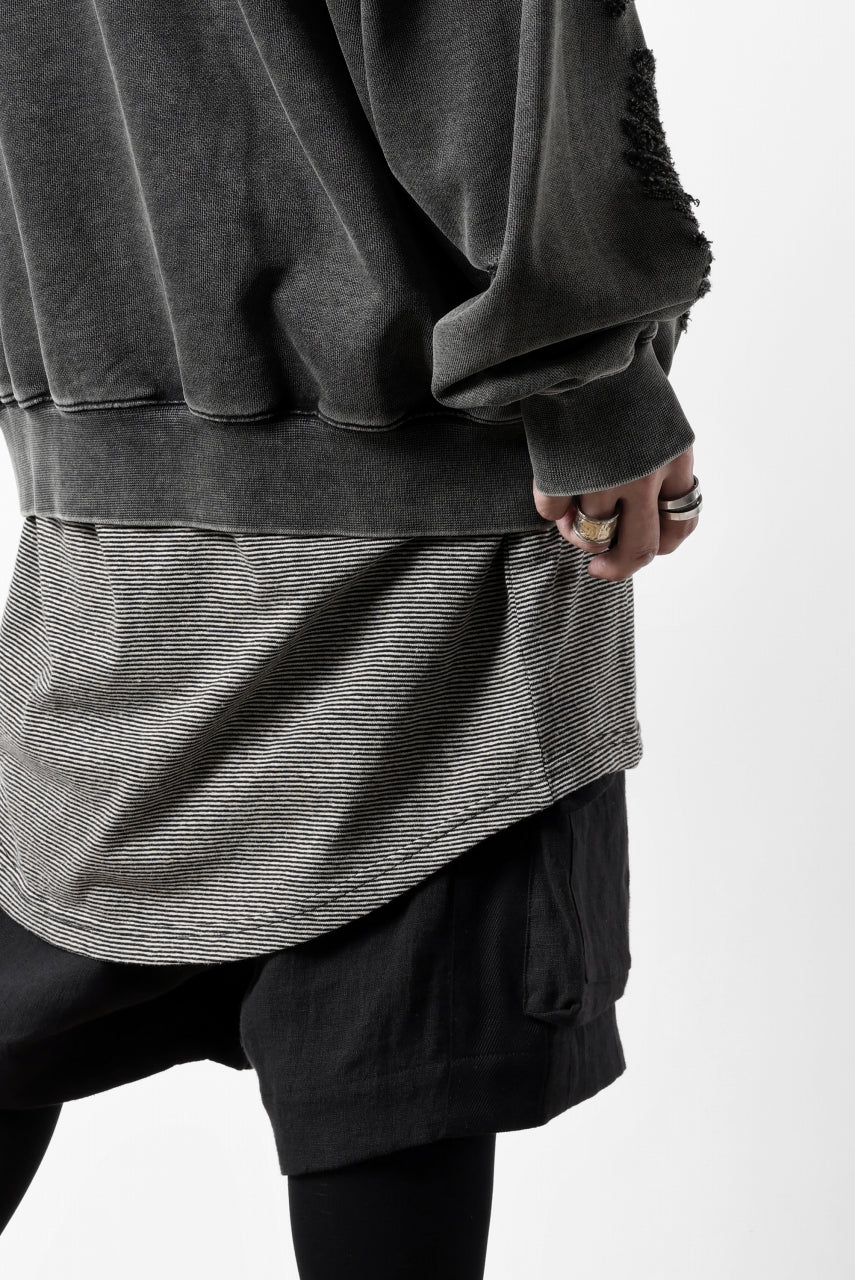 Feng Chen Wang GREY RIPPED JERSY HOODIE (GREY)