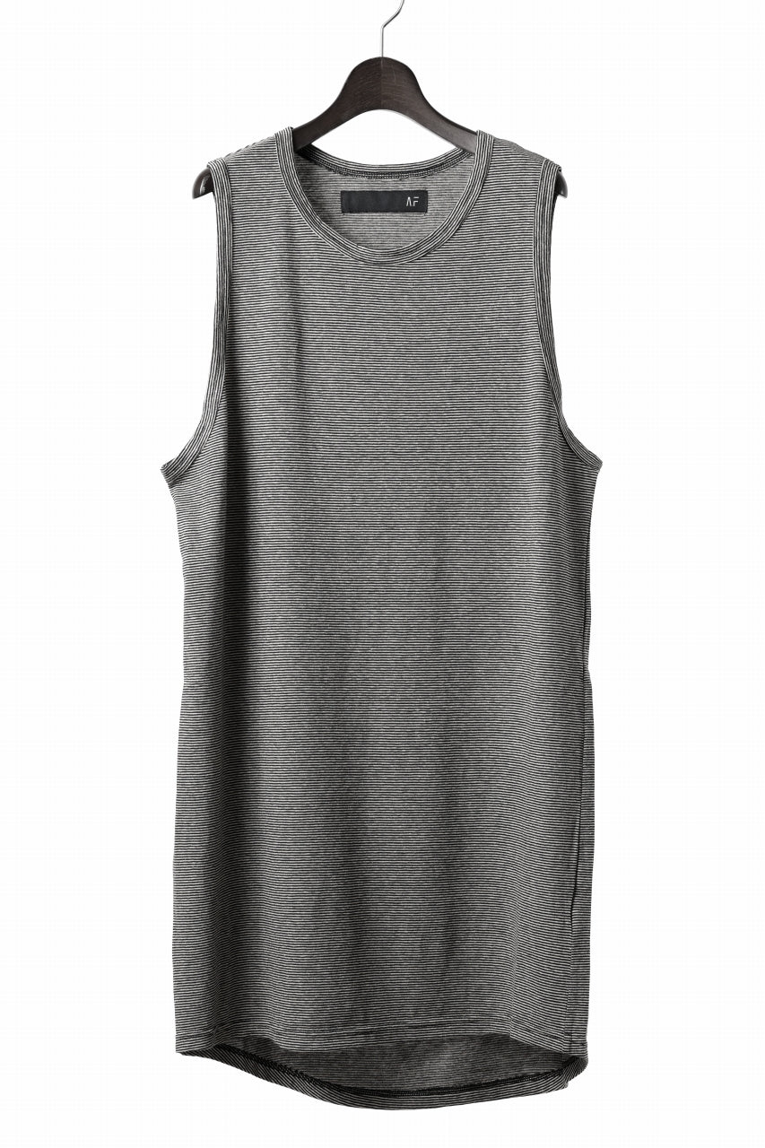 A.F ARTEFACT LOOSEY LONG TANK TOP / MICRO STRIPE JERSEY (BLACK x IVORY)