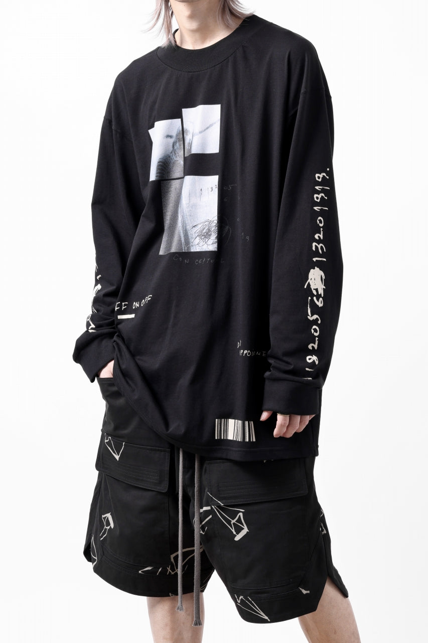 Load image into Gallery viewer, A.F ARTEFACT THICK-COLLAR BASIC L/S T-SHIRT / TYPE B PRINT (BLACK)