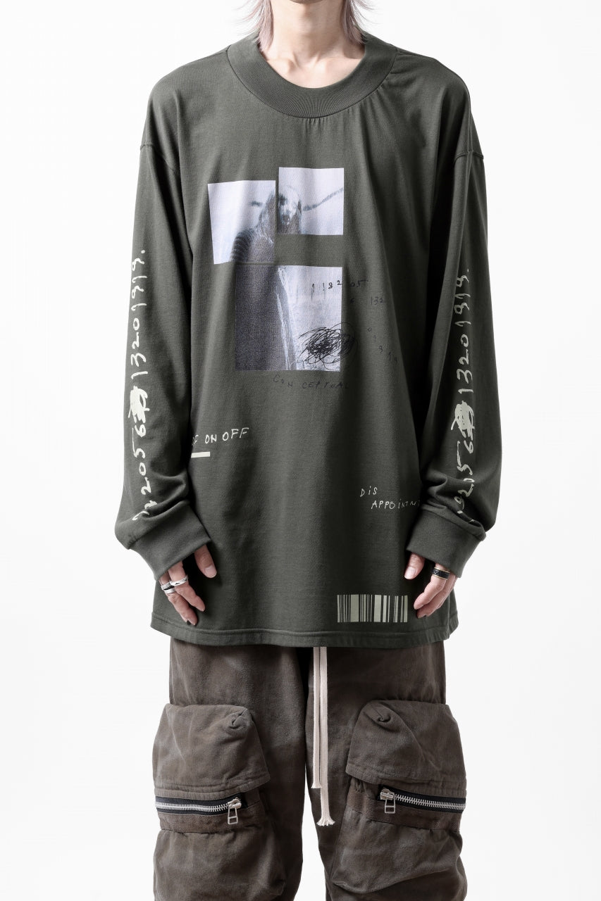 A.F ARTEFACT THICK-COLLAR BASIC L/S T-SHIRT / TYPE B PRINT (KHAKI)