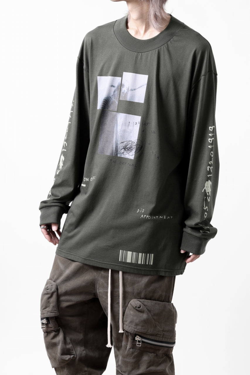 A.F ARTEFACT THICK-COLLAR BASIC L/S T-SHIRT / TYPE B PRINT (KHAKI