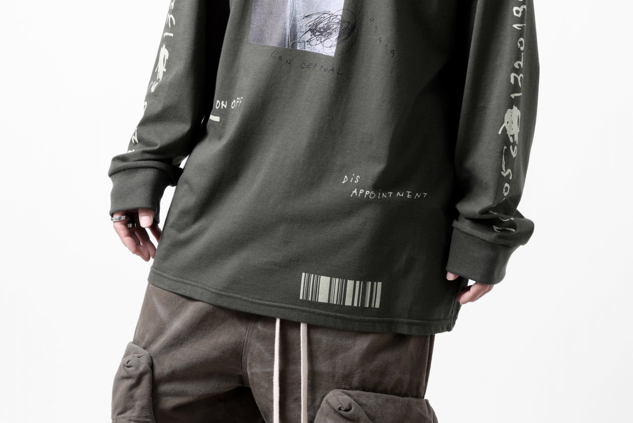 A.F ARTEFACT THICK-COLLAR BASIC L/S T-SHIRT / TYPE B PRINT (KHAKI)