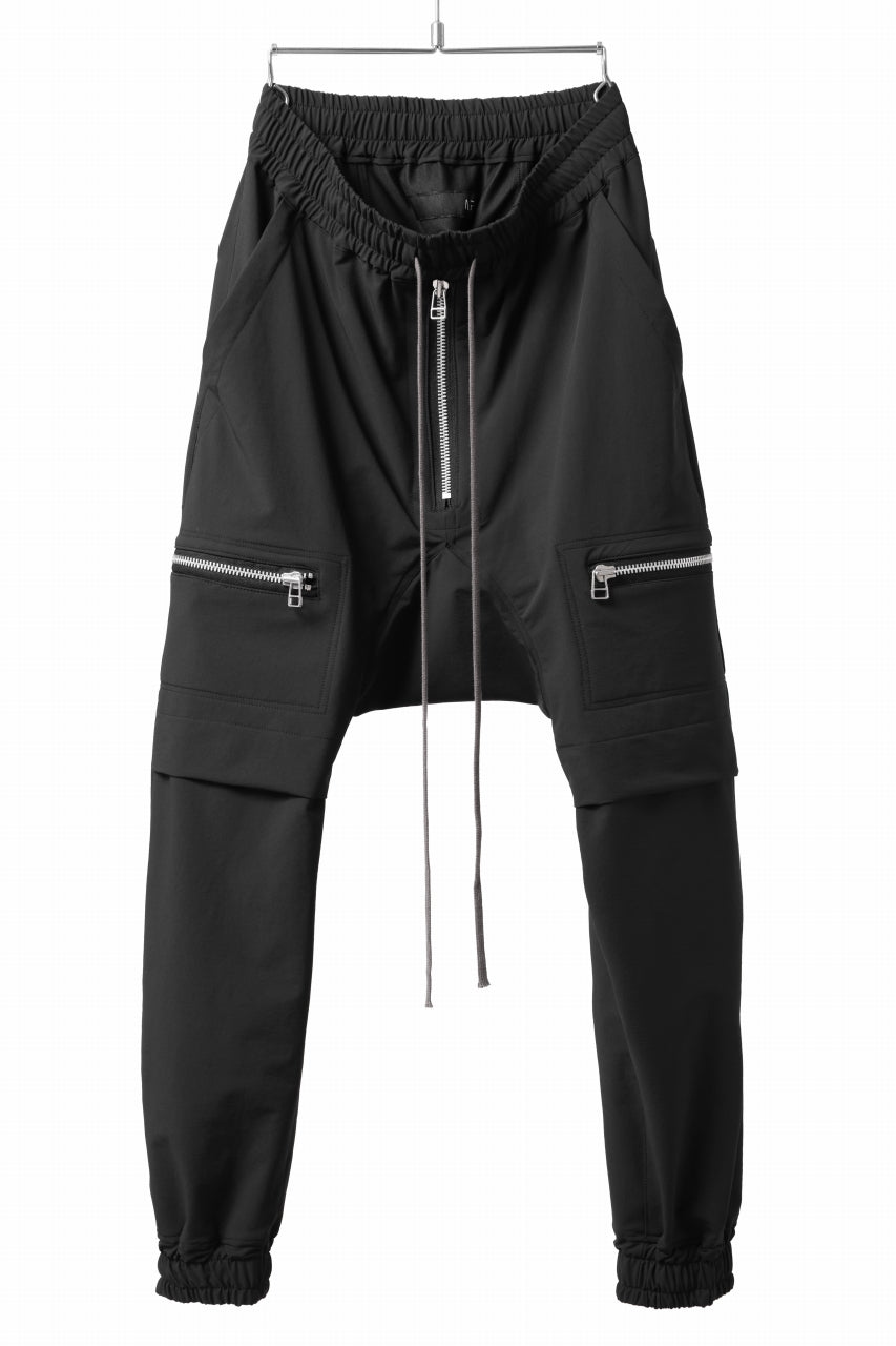 A.F ARTEFACT FRONT ZIP SAROUEL EASY PANTS / STRETCH NYLON (BLACK)