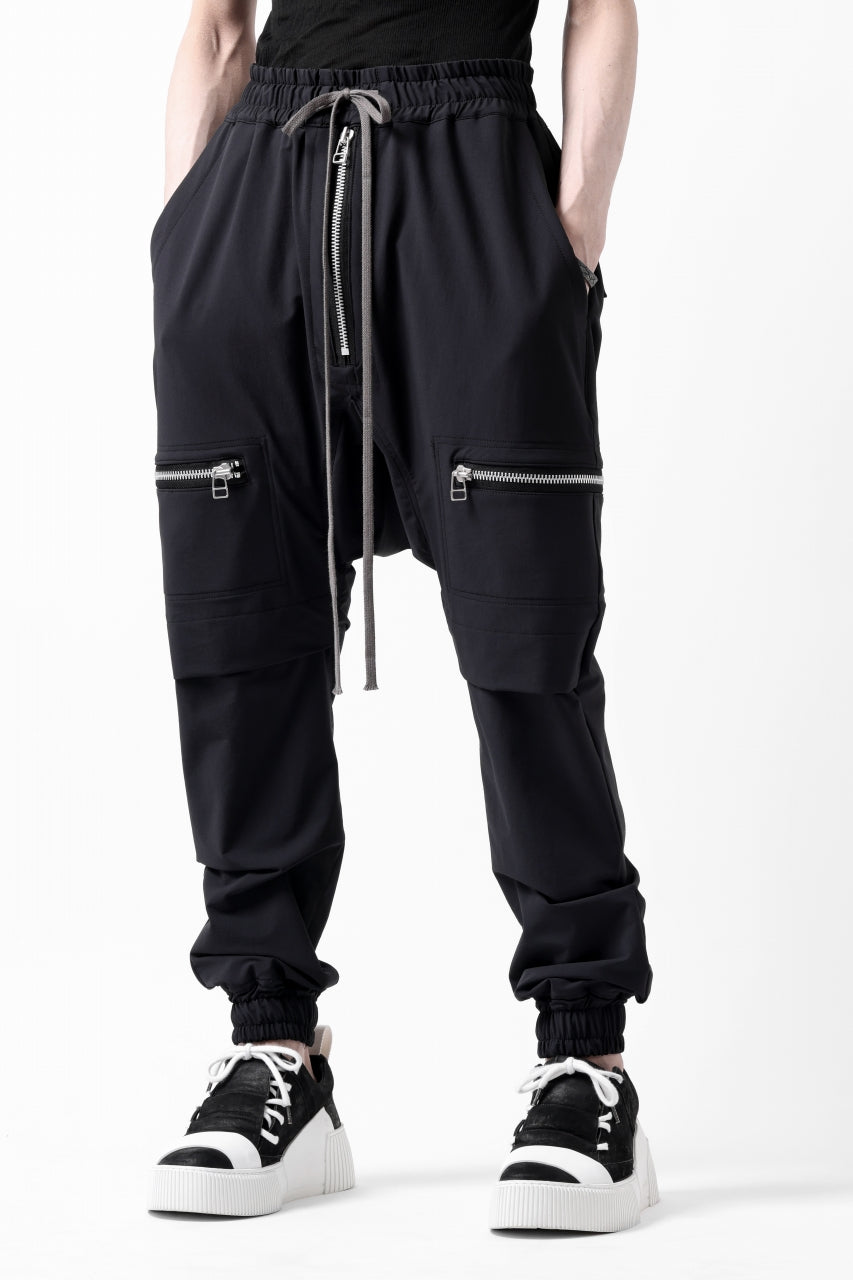 A.F ARTEFACT FRONT ZIP SAROUEL EASY PANTS / STRETCH NYLON (BLACK)