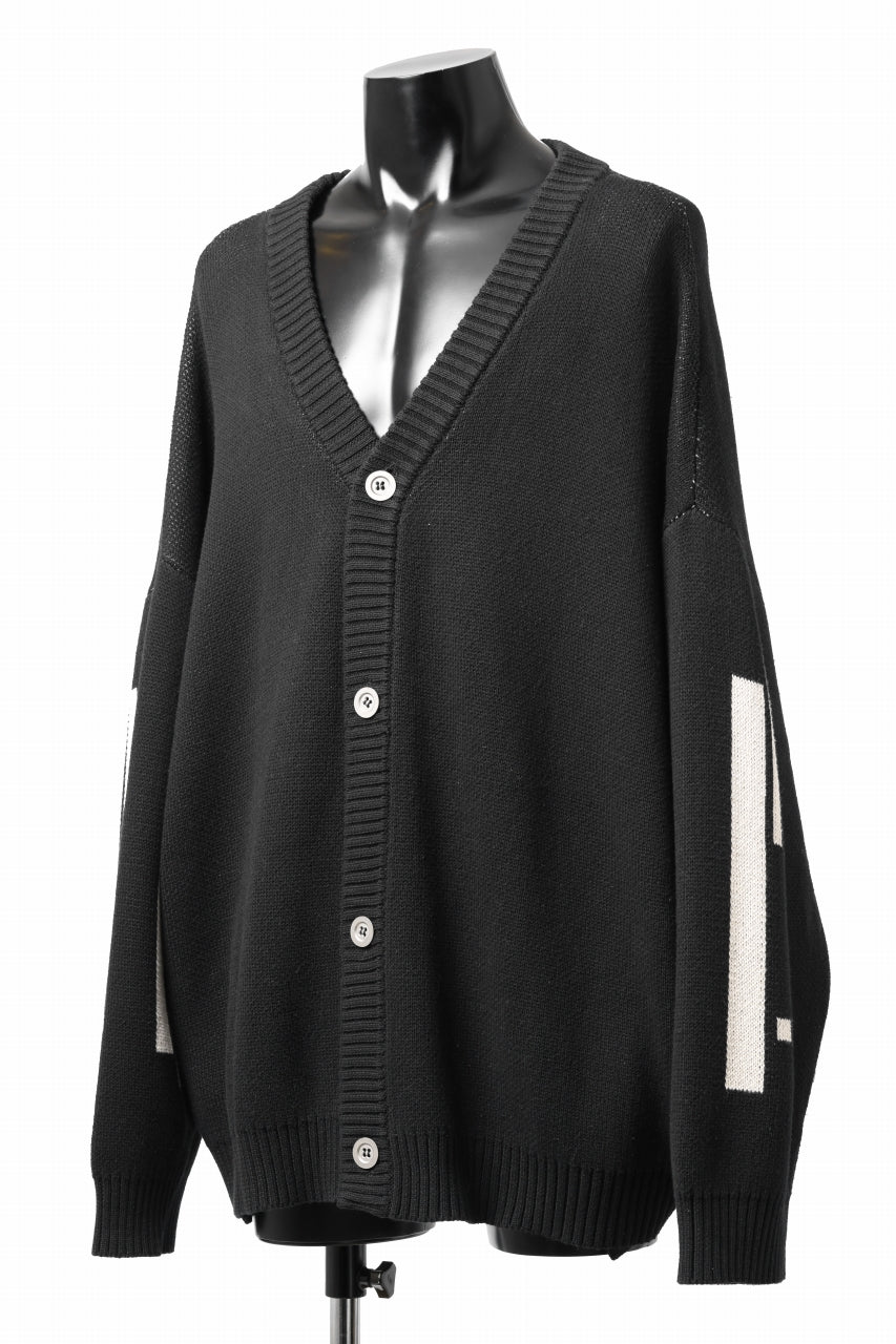 Load image into Gallery viewer, A.F ARTEFACT GEO PATTERN COTTON KNIT CARDIGAN /  (BLACK x IVORY)