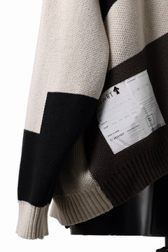 画像をギャラリービューアに読み込む, A.F ARTEFACT BLOCK-PANEL COTTON KNIT CARDIGAN /  (BLACK x GREY x BEIGE)