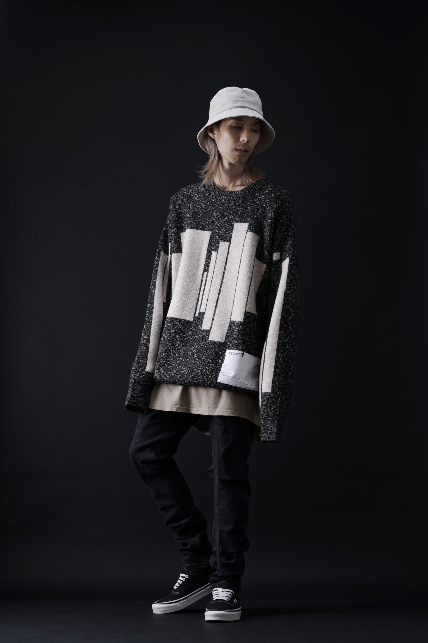 画像をギャラリービューアに読み込む, A.F ARTEFACT GEO PATTERN KNIT TOPS (GREY x BEIGE)