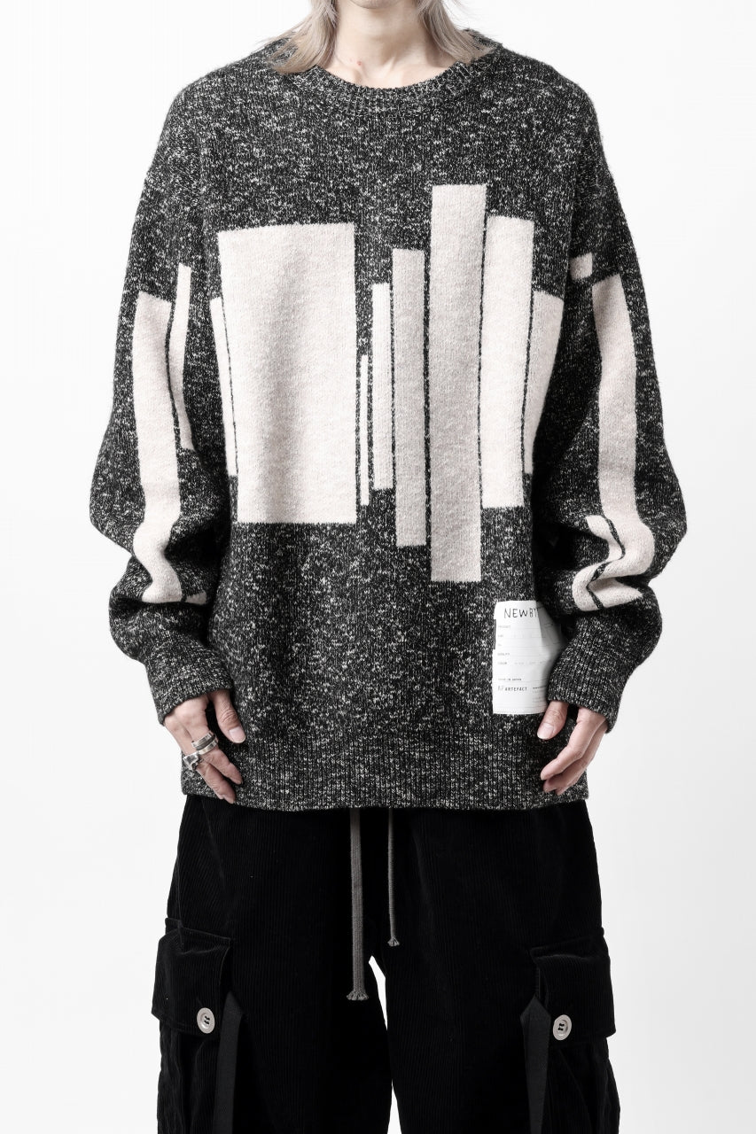 A.F ARTEFACT GEO PATTERN KNIT TOPS (GREY x BEIGE)