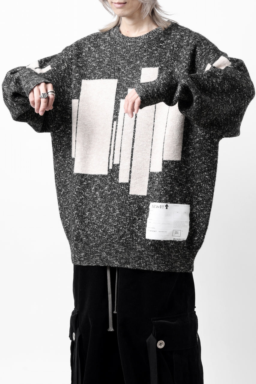 A.F ARTEFACT GEO PATTERN KNIT TOPS (GREY x BEIGE)