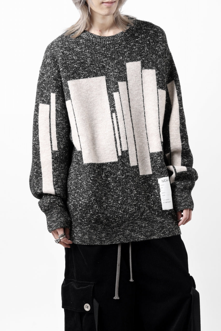 Load image into Gallery viewer, A.F ARTEFACT GEO PATTERN KNIT TOPS (GREY x BEIGE)