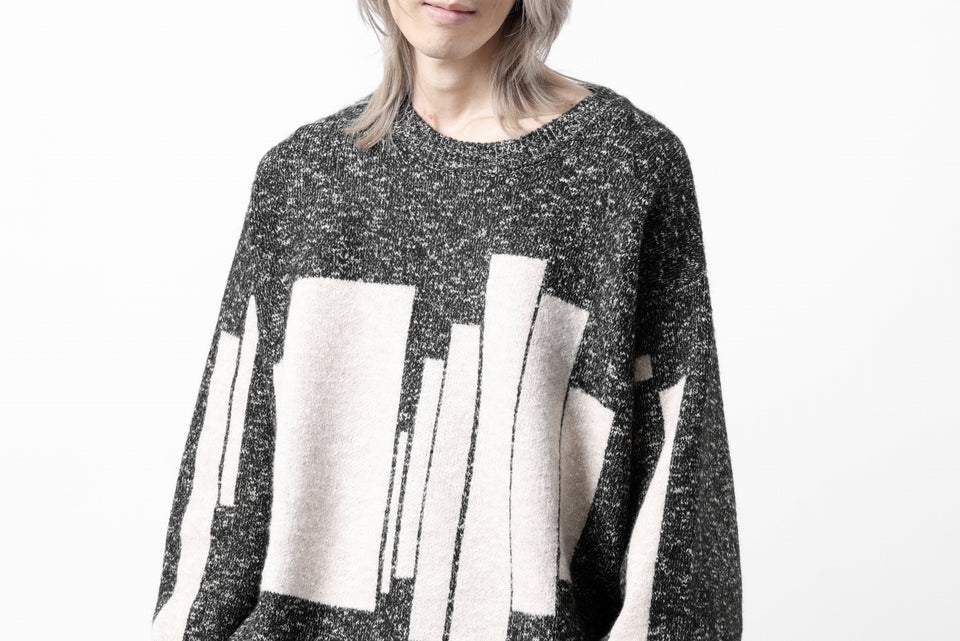 Load image into Gallery viewer, A.F ARTEFACT GEO PATTERN KNIT TOPS (GREY x BEIGE)