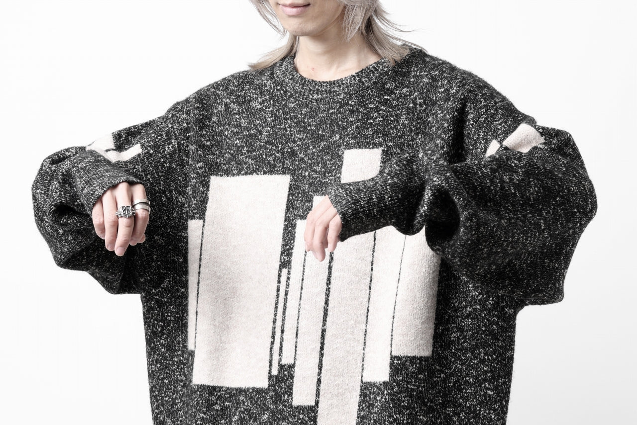 A.F ARTEFACT GEO PATTERN KNIT TOPS (GREY x BEIGE)