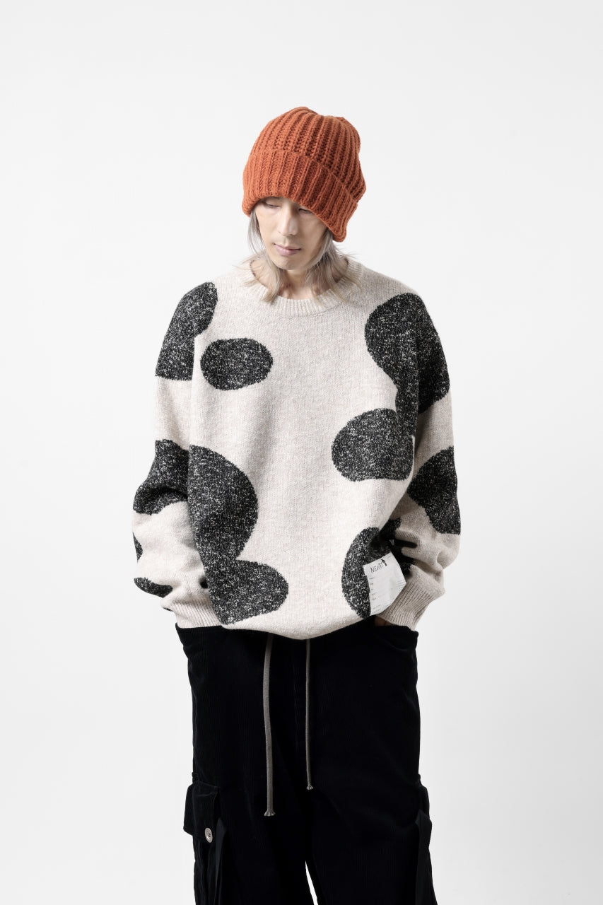 画像をギャラリービューアに読み込む, A.F ARTEFACT POLKA PATTERN KNIT TOPS (BEIGE x GREY)