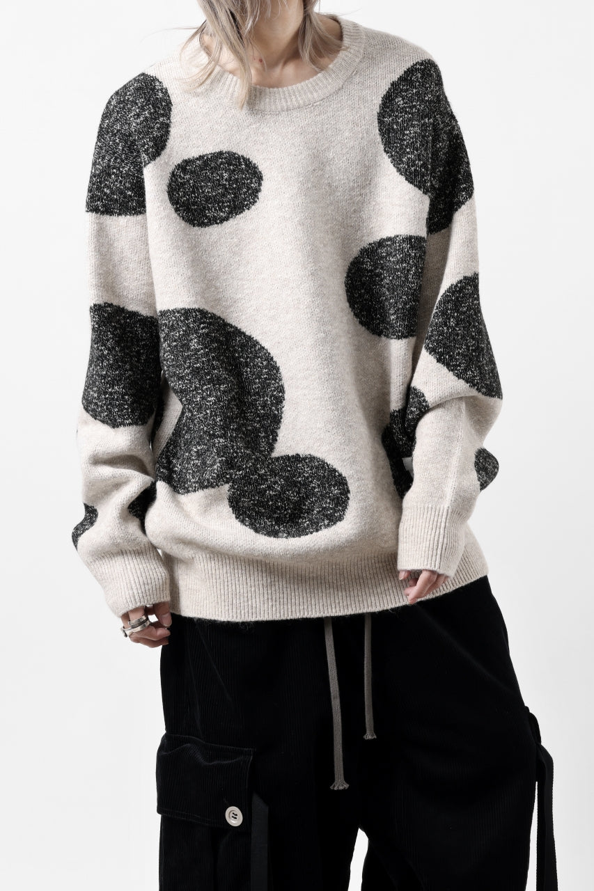 画像をギャラリービューアに読み込む, A.F ARTEFACT POLKA PATTERN KNIT TOPS (BEIGE x GREY)