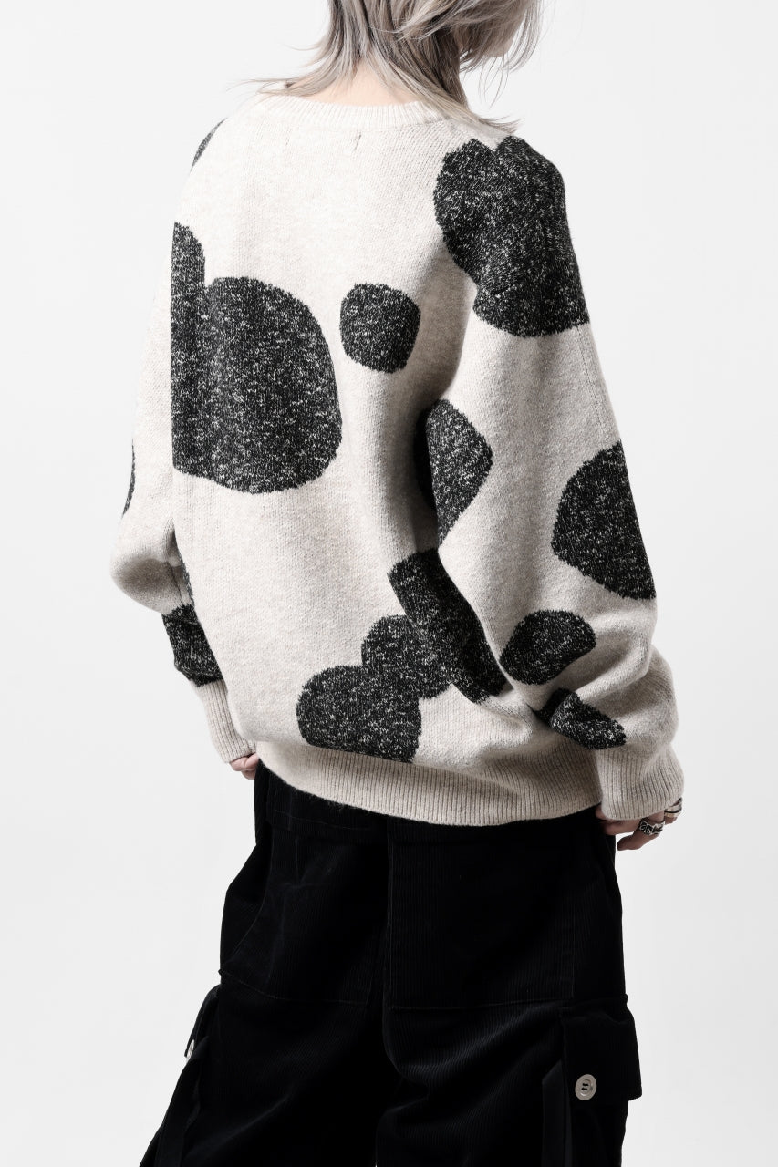 画像をギャラリービューアに読み込む, A.F ARTEFACT POLKA PATTERN KNIT TOPS (BEIGE x GREY)