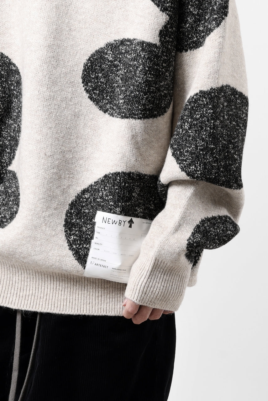 画像をギャラリービューアに読み込む, A.F ARTEFACT POLKA PATTERN KNIT TOPS (BEIGE x GREY)